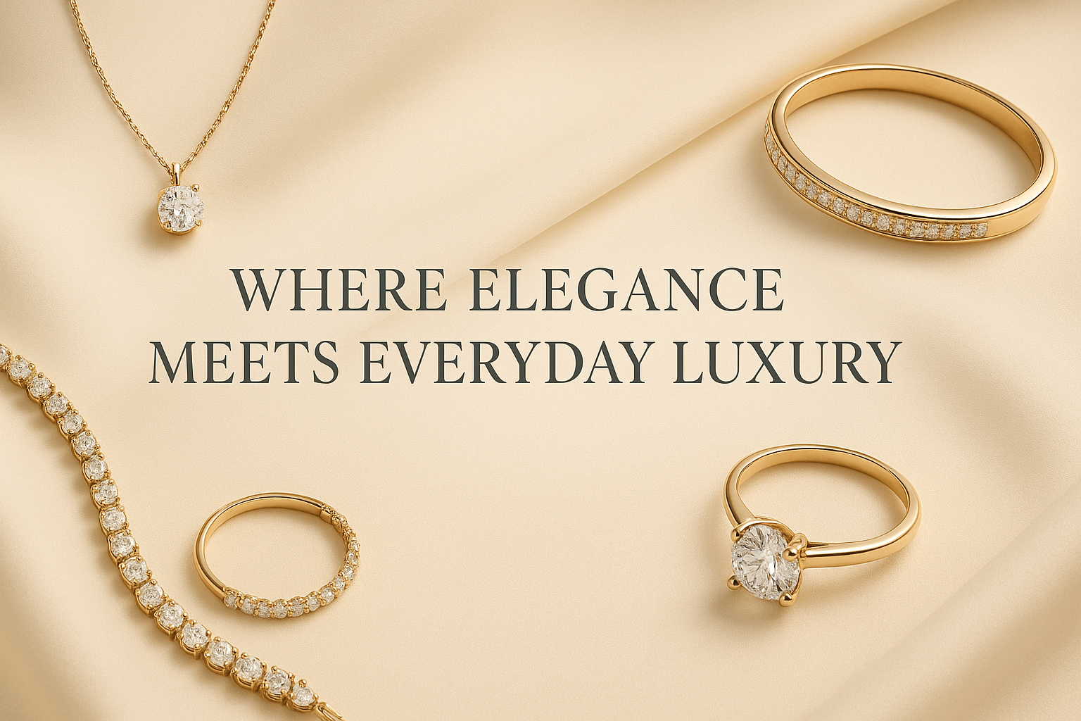 CREATE A BANNER FOR MY JEWELLERYSTORE WEBSITE THAT MATCHES MY SLOGAN OF JEWELLERY I.E : "Where Elegance Meets Everyday Luxury"